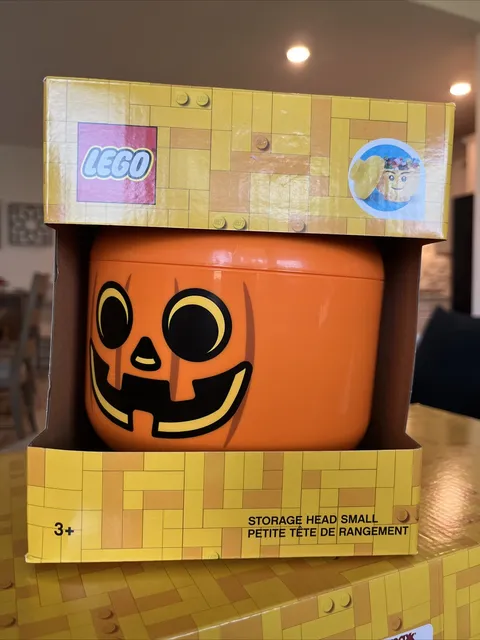 LEGO Orange Pumpkin Stackable Storage Head Small Container Halloween 4032