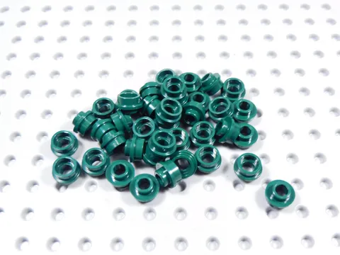 LEGO Lot of 40 Dark Green 1x1 Round Plates w/ Open Center BN