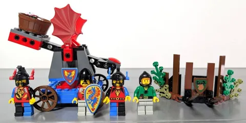 LEGO 7091 Knights Catapult Defense Castle Dragon Knight Forestman minifigures