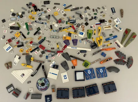 LEGO HUGE LOT of 250 Decorated Stickers Sticker Printed BRICK TILES etc (Lot 5 )