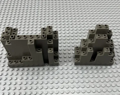 Lego Set of 2 Mountain Bottom/Rock Walls BURP 6082 & LURP 6083 Dark Gray