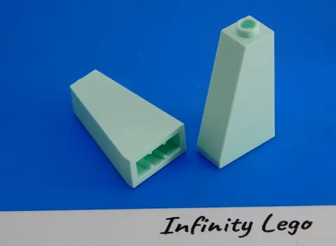 6 LEGO Light Aqua Slope 75 Degree 1 x 2 x 3 with Hollow Stud (4460) - 6 Pieces