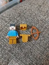 Lego Minecraft Steve Minifig W Armor Helmet And Weapon  M