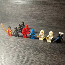 LEGO NINJAGO Ninja Minifigure Lot of 10 w/ Weapons & Accessories
