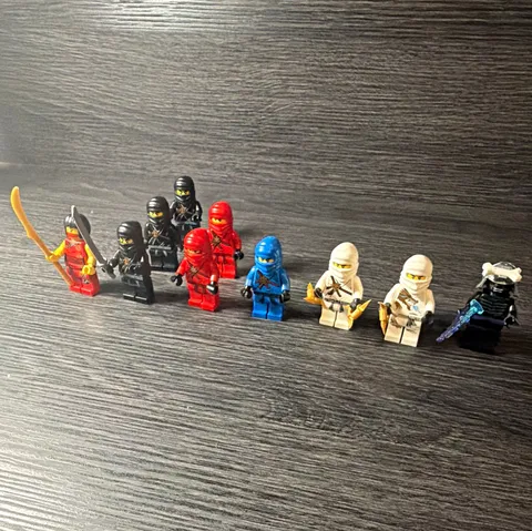 LEGO NINJAGO Ninja Minifigure Lot of 10 w/ Weapons & Accessories