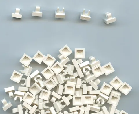 LEGO x 48 White Tile, Modified 1 x 1 with Open O Clip 15712