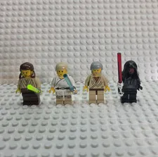 Four Vintage Lego Star Wars Minifigures - Luke Obi-Wan Maul Qui-Gon