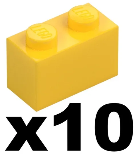 Lego New Part 3004 - Qty 10 - BRICK Yellow 1 x 2 Stud Pieces D921