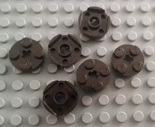 New LEGO Lot of 6 Dark Brown 2x2 Round Plate Pieces