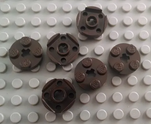 New LEGO Lot of 6 Dark Brown 2x2 Round Plate Pieces