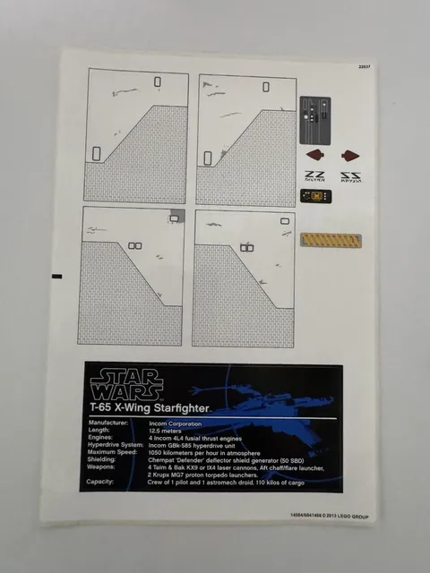 Lego Star Wars: Red Five X-wing Starfighter 10240 Sticker Sheet 2