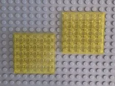 Lego - Plaque Plate 6x6 3958 - Lot of 2 Yellow Translucent VTG SPACE.  (kt)