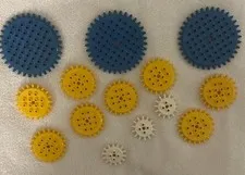 Vintage Lego Technic Gears lot of 14 1970s Blue White Yellow