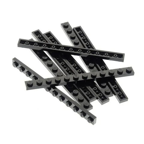 8x LEGO Star Wars Building Bricks 1x12 Plate Black Studs 10937 71016