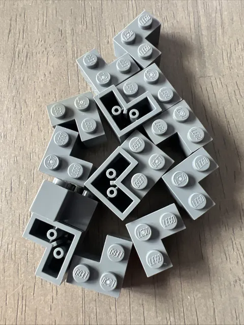Lego 2357 Dark Bluish Gray Brick 2 x 2 Corner - 14 Pieces Dented