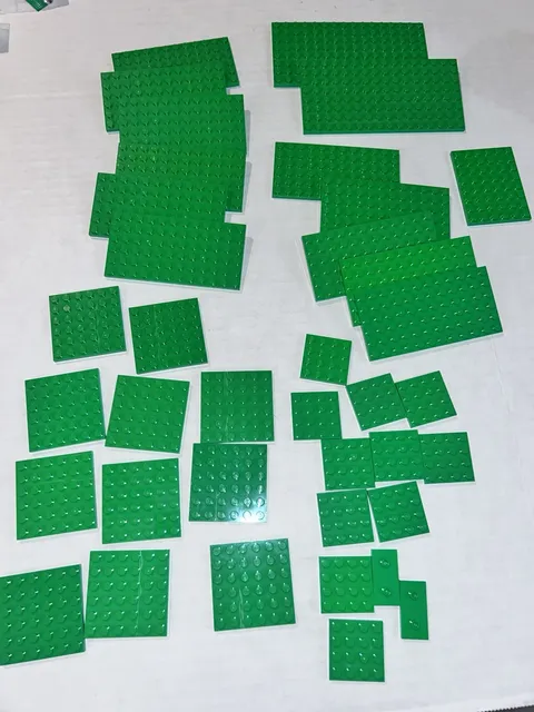 Lego Bright Light Green Plates Lot 6x12, 8x16, 6x6, 4x4, 6x8/ 38 Pieces 