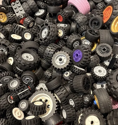 LEGO Bulk Wheels Tires 1/2 lb pound Washed Random Pick Variety of Sizes