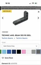 Lego Technic Piece 32526 - TECHNIC ANG. BEAM 3X5 90