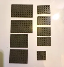 Lot of 9 Gray- with a hint of brown? Lego Baseplates 4X  6X