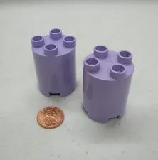 Lego Duplo 2 LIGHT PURPLE LAVENDER CYLINDER Cylinders 2x2 Colors Building Blocks