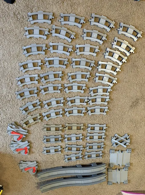 54 pc rare Lego Duplo Dark Gray Track Bridge for trains