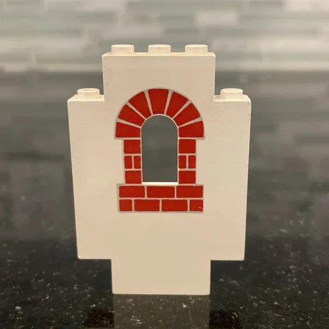 1x Lego Wall Part 2x5x6 Cream White Printed Brick Window Castle 4444 Vintage