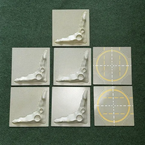 Vintage LEGO Space Moon Crater Raised Plates Lot Of 5 + 2 Lunar Landing Plates