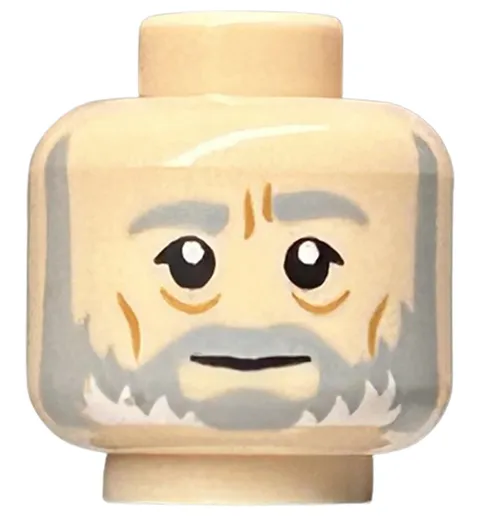 LEGO Light Nougat Minifigure, Head Light Bluish Gray and White Beard and Eyebrow