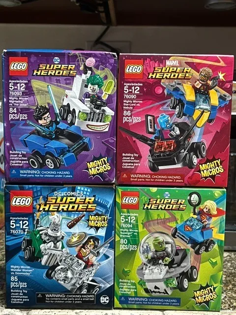 🤜💥4 LEGO SUPER HEROES Mighty Micros w/ 8 minifigures 76090 76094 76093 76070