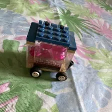 LEGO Small Wheeled Vehicle Cart Build Blue/Clear Panel Sides Pink/Black