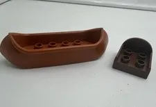 Duplo  Lego Lot - Brown canoe And Chair, Camping, Native American, Dinosaur