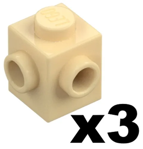 Lego Part 26604 Tan BRICK Modified Studs on 2 Sides Adjacent 1 x 1  Qty 3 TN4