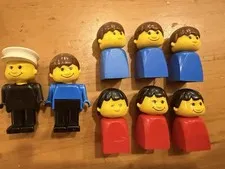 Lot Of 8 VTG Lego Duplo Figures 6 Finger Puppets Plus 2 Minifigures boy & Driver