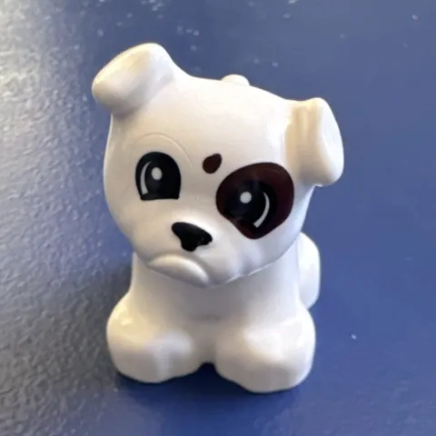 LEGO Duplo Dog Puppy Animal Figure Printed Brown Eye Patch White Family Pets