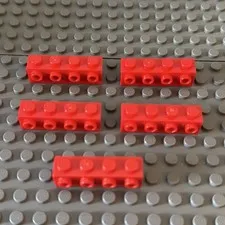Lego Lot Red Brick 1x4 with Side Studs SNOT 30414 (lot of 5)