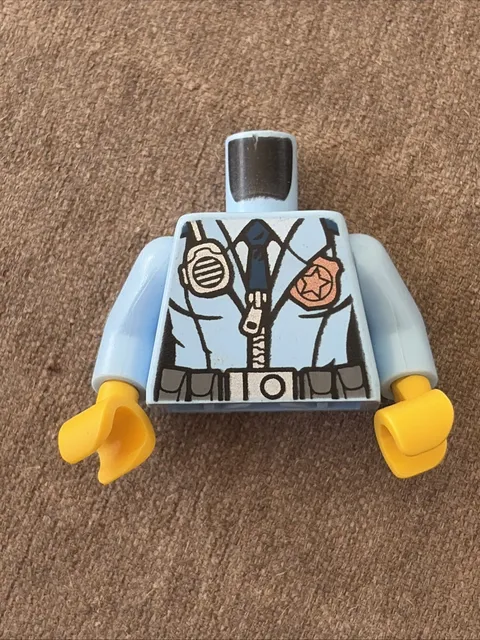 LEGO Minifigure Torso Police Uniform Blue Body Belt Radio Badge Tie Jacket