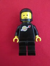 Vintage Lego Black Spaceman Minifigure w/ Helmet & Airtank