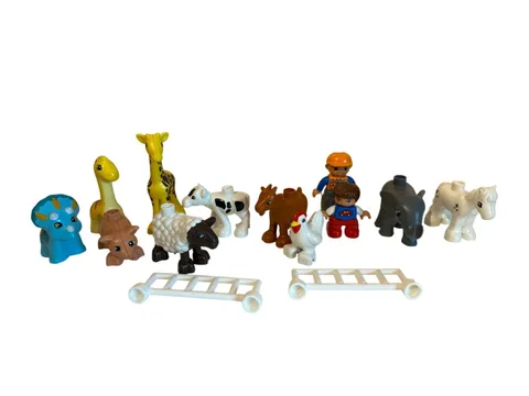 LEGO Duplo Lot Animals Zoo Farm Dinosaurs People Boys Fences Etc. Mixed Toys