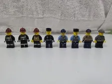 Lot Of 8 LEGO City Firefighter Police Sheriff and Robber Minifigure Lot