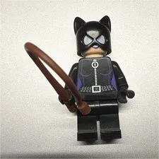 LEGO Catwoman Minifigure w/ Black Cat Hood & Brown Whip Accessory