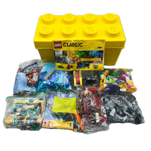 Bulk LEGO LOT 2 pound box of Bricks, parts, Pieces, Tires Accessories With Case