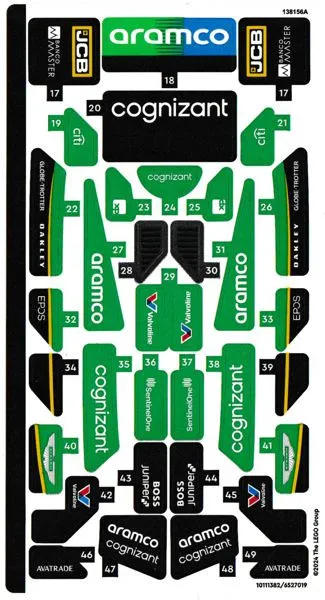 LEGO STICKER SHEET #2 ONLY 76925 ASTON MARTIN VANTAGE SAFETY CAR & AMR23 Set New