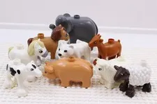 LEGO DUPLO Farm Animal Lot Horse Cow Sheep Pig Goat Elephant Polar Bear 9 Pieces