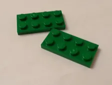 Lego x2 Green 2x4 Plates, 3020 (028-301)