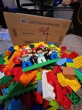 4 - LEGO DUPLO Mixed Lot Building Blocks 200  blocks, 2 Cars Train and 10 People