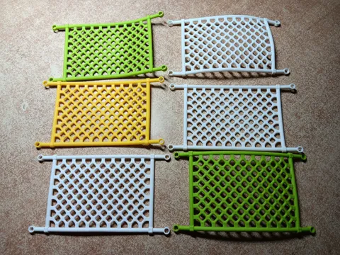 LEGO BULK LOT 6 FLEXIBLE LATTICE RUBBER NETS 8X14 #30923 WHITE LIME YELLOW