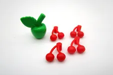 LEGO Red Cherries and Green Apple Fruit Lot of 5 Pieces