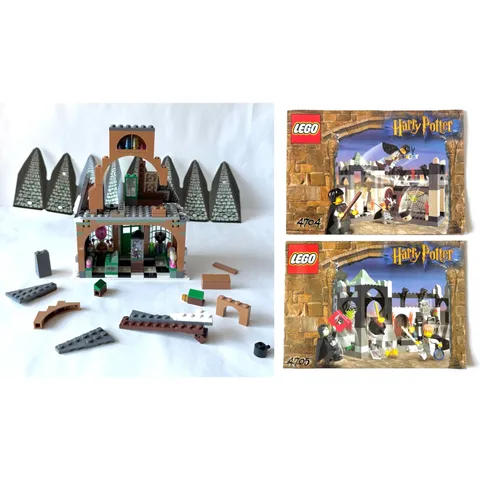 Harry Potter Lego Parts Lot - Hagrid's Hut Roof, Partial Honeyduke's, Manuals
