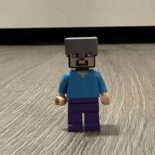 LEGO Minecraft min013 Steve Purple Legs Flat Silver Helmet MiniFigure Figurine