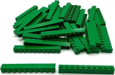 Lego 50 New Green Bricks Building Blocks 1 x 10 Stud Parts